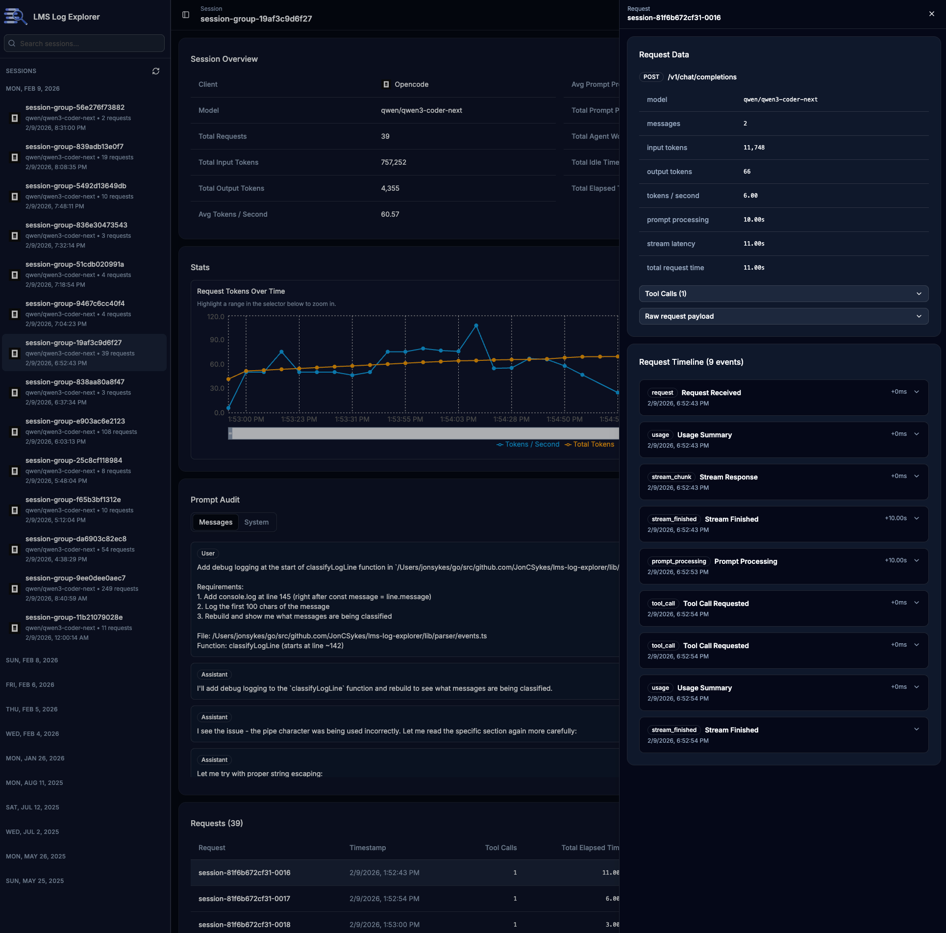 Prompt audit system tab
